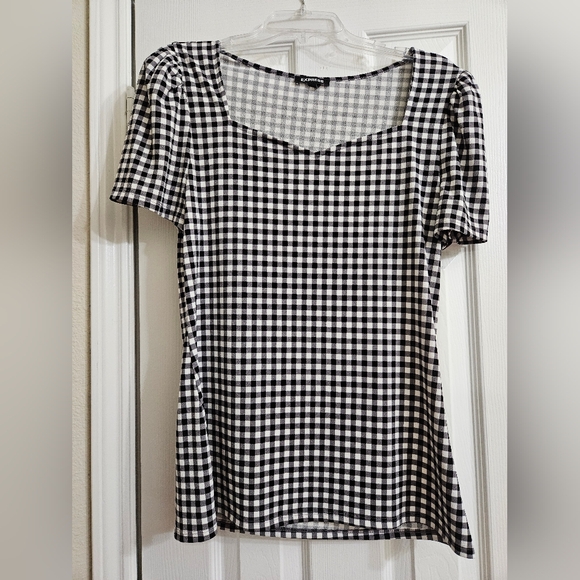 Express Women's Gingham Shirt with Sweetheart Neckline - Picture 1 of 4